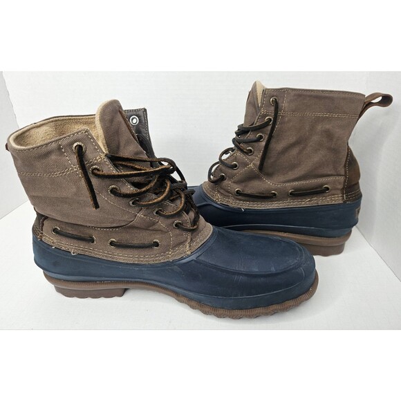 SPERRY Men\'s Duck Boots Brown Leather Decoy Rain Waterproof Lace Up sz 12M